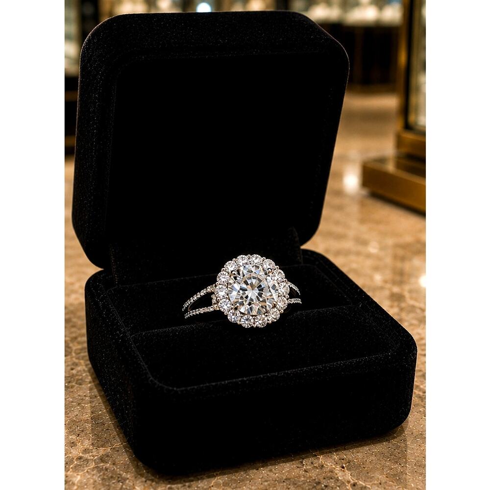 1 carat Moissanite Round Cut Ring with Accents Size 8